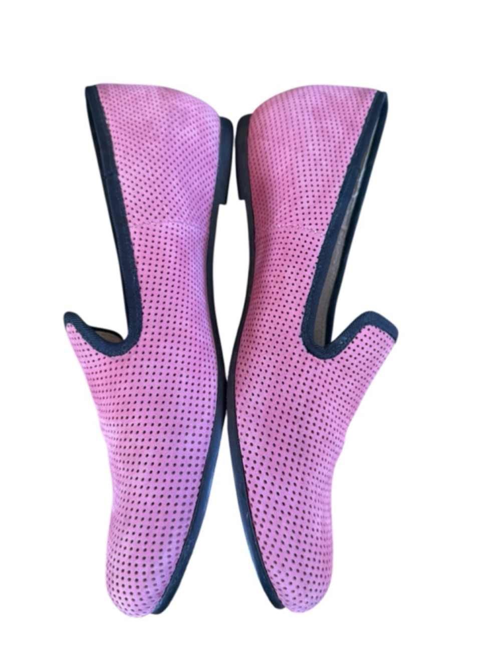 Women's MUNRO Pink Perforated Loafers with Black Trim - Picture 3 of 6